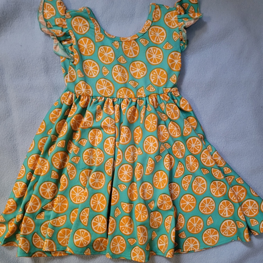 (2/$15)Dot Dot Smile, Orange Dress, 2T